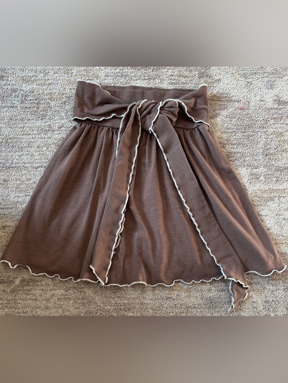 Matilda Jane Brown Bow-Front Skirt with White Trim